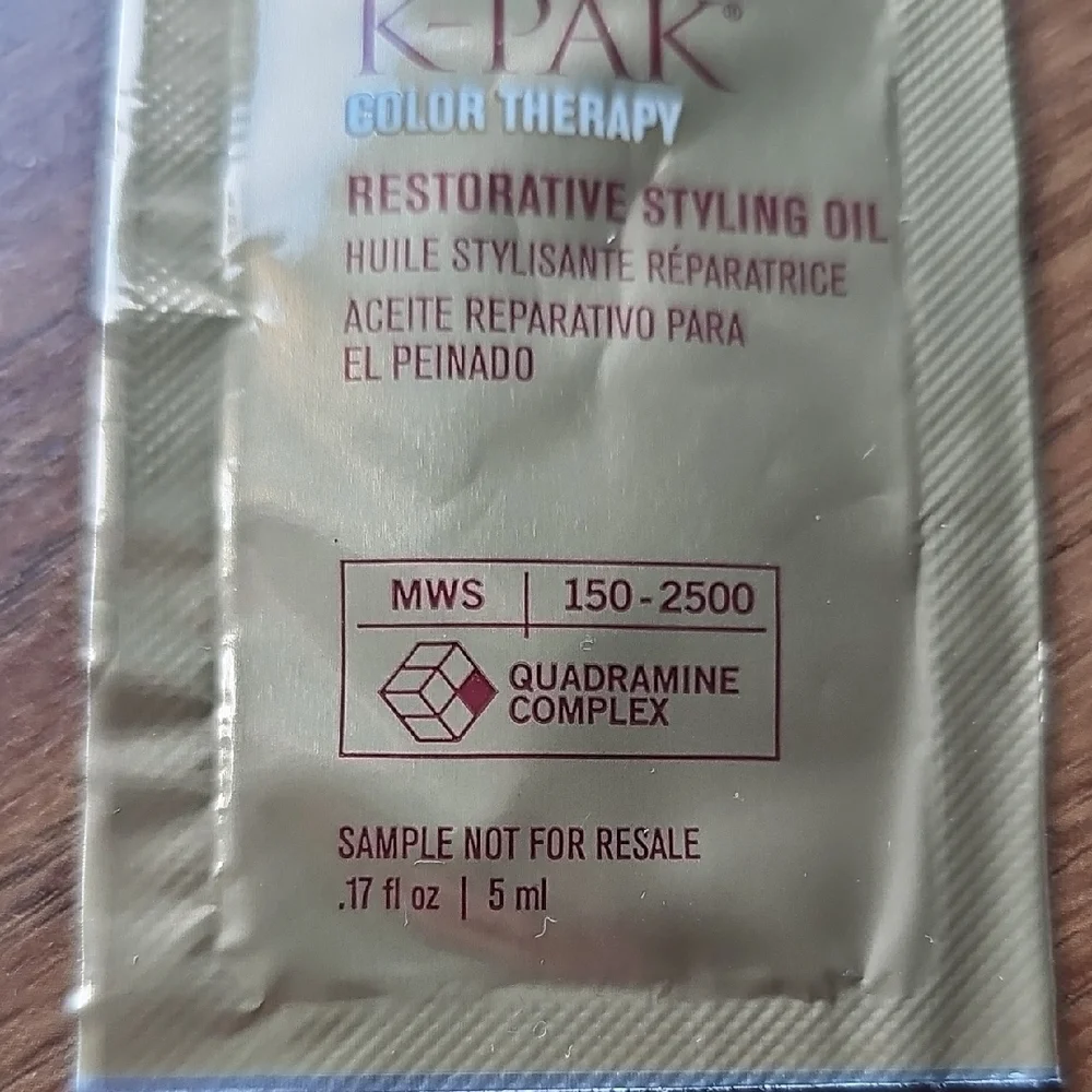 Joico K-Pak Color Therapy Styling Oil - 2 Sample Packets With Info Card